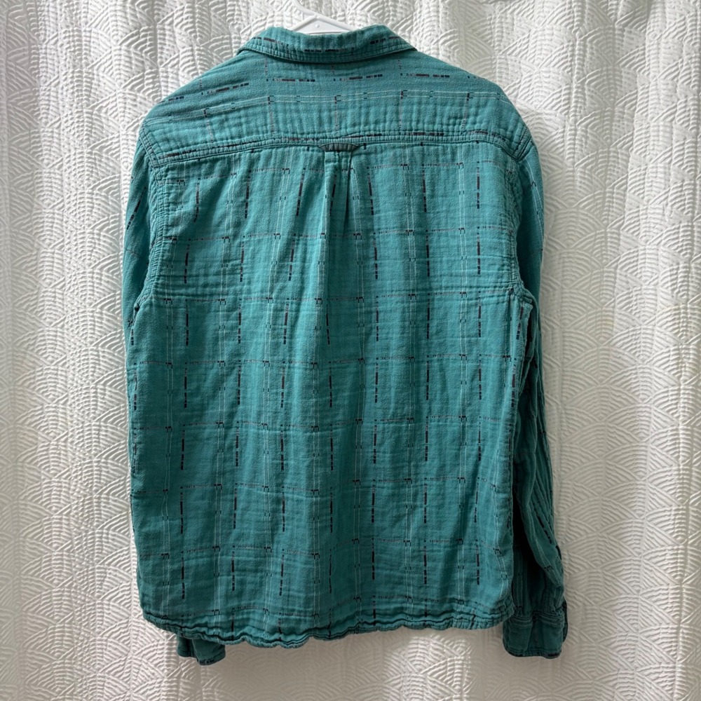 Carbon2Cobalt‎ Men's Medium Teal Plaid Long Sleeve Button Up Shirt 100% Cotton - Picture 4 of 6